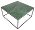 Square marble coffee table in India Green with a glossy finish, featuring a modern design and sturdy construction.