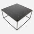 Square Nero Marquina black marble coffee table with glossy finish, featuring a sleek modern design.