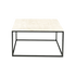Square marble coffee table in travertine finish with sleek modern design, showcasing smooth surface and sturdy construction.