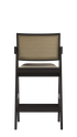 Off-white upholstered Pierre barstool with dark brown wooden legs, modern seating for kitchen or bar area.