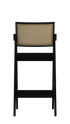 Black rattan seat barstool named Pierre with a sleek design and sturdy frame, ideal for modern kitchen or bar areas.
