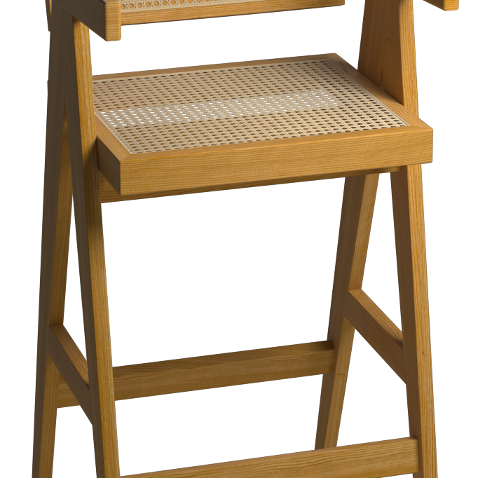 Brown rattan seat barstool with Pierre design, 65-88 cm height, featuring a sturdy frame and stylish natural finish.
