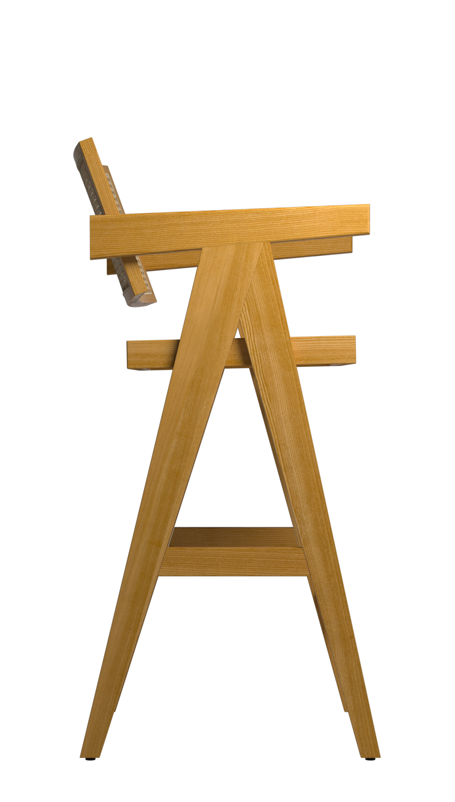 Brown rattan seat barstool named Pierre with a sturdy frame, measuring 65-88 cm in height, perfect for modern seating.