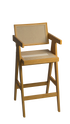 Brown rattan seat barstool named Pierre with a sturdy frame, measuring 65-88 cm, perfect for modern kitchen or bar areas.