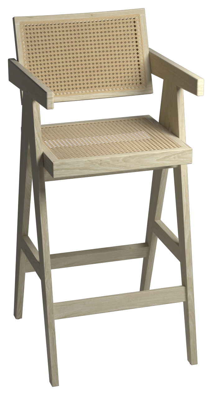 Natural rattan seat barstool named Pierre with a sleek design, height 65-88 cm, featuring a stylish and durable construction.