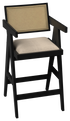 My Store Pierre black barstool with upholstered off-white seat, 65-88 cm height, modern design, and sturdy black frame.