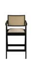 Off-white upholstered barstool with black Pierre frame, 65-88 cm height, showcasing a modern seating design.