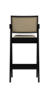 Upholstered off-white Pierre barstool with black legs and frame, 65-88 cm height, modern design for kitchen or bar area.