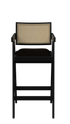 Black upholstered seat barstool from Pierre collection by My Store, showcasing a sleek, modern design and sturdy black legs.