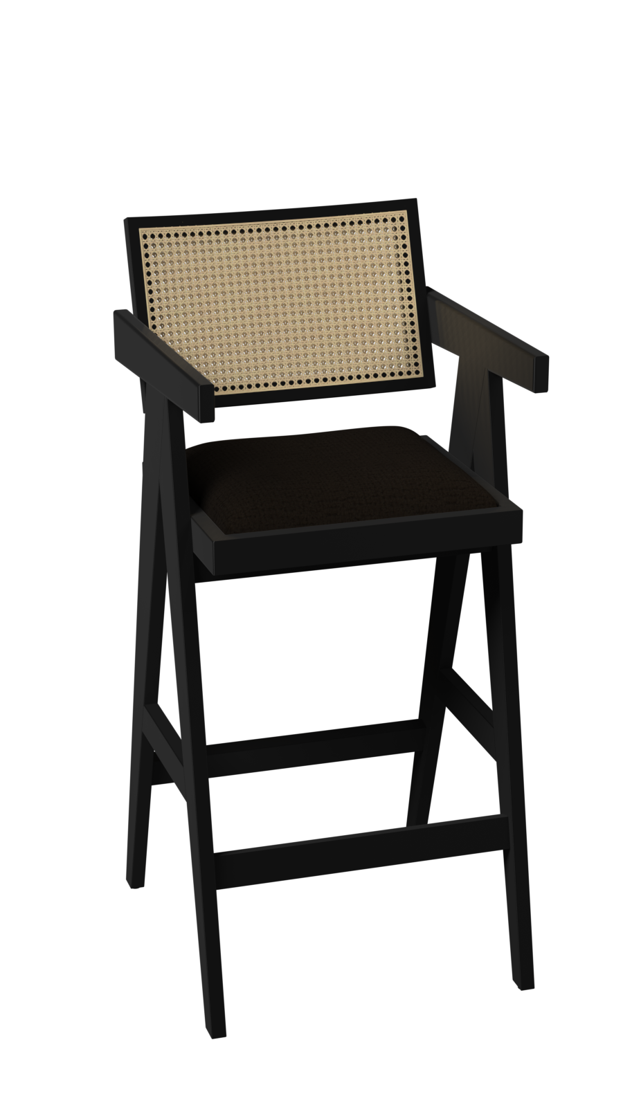 Black upholstered seat barstool from Pierre collection, featuring a modern design and sturdy frame, ideal for kitchen or bar areas.