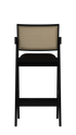 Black upholstered seat barstool named Pierre featuring a modern design, ideal for kitchen or bar area.