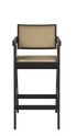 Dark brown Pierre barstool with rattan seat, featuring a sturdy design and modern style for kitchen or bar areas.