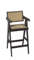 Dark brown rattan seat barstool named Pierre with a sturdy frame, ideal for modern kitchen or bar areas.