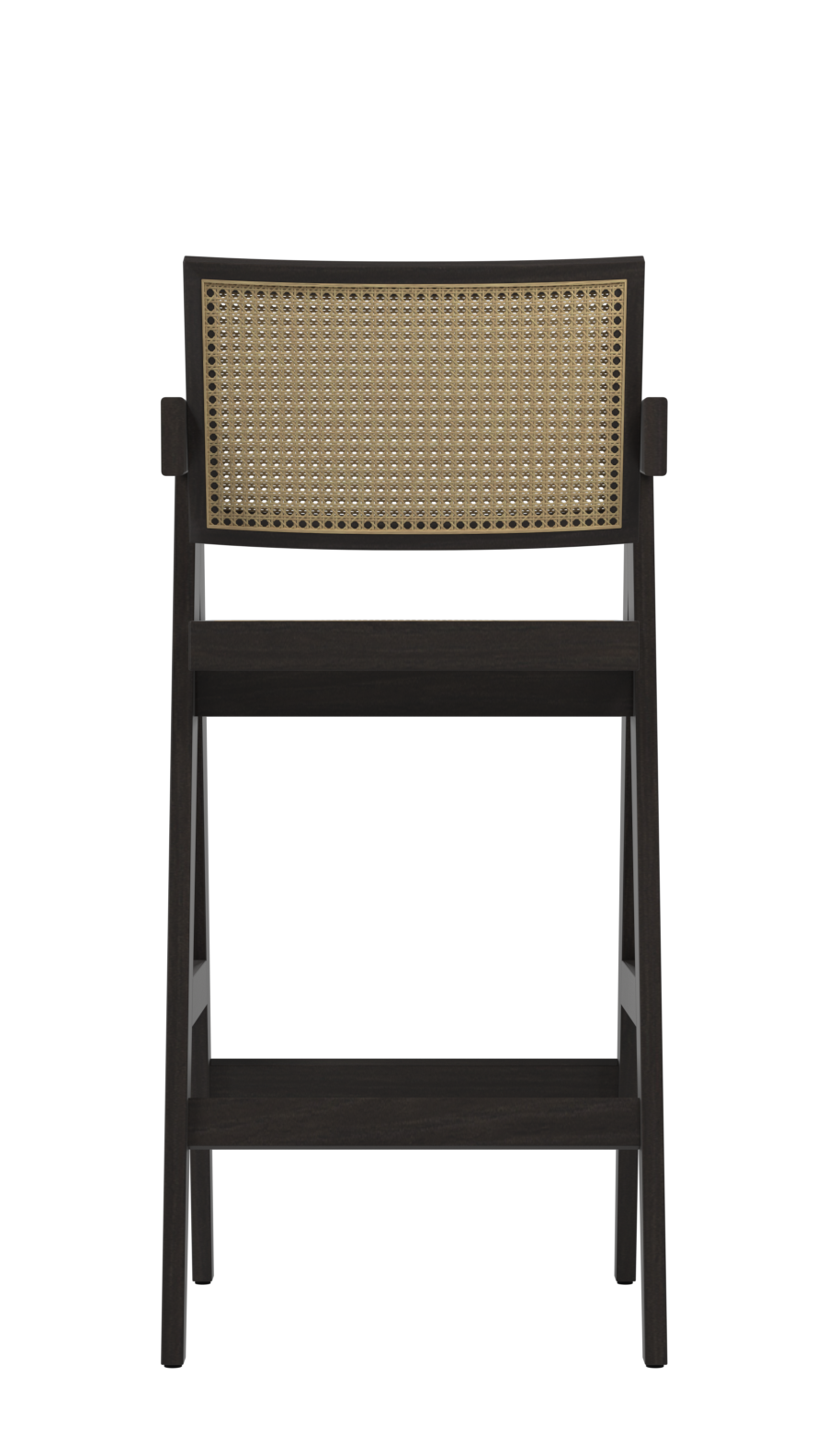 Dark brown rattan seat barstool named Pierre with a sleek design, featuring a sturdy frame and stylish appearance.