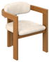 Upholstered off-white dining chair with brown legs and frame, stylish and comfortable for modern dining rooms.