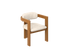 Upholstered off-white dining chair with brown wooden legs, modern design, perfect for contemporary dining rooms.