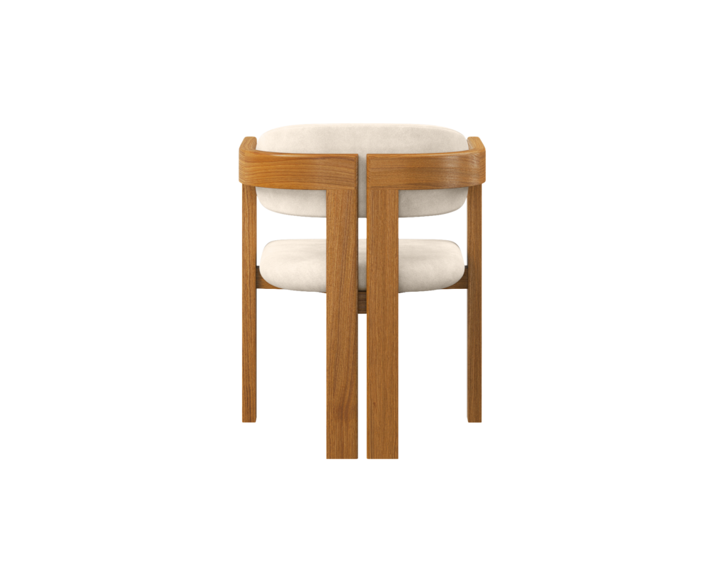 Upholstered off-white dining chair with brown legs from the TRIBUTE collection, showcasing a comfortable seat and stylish design.