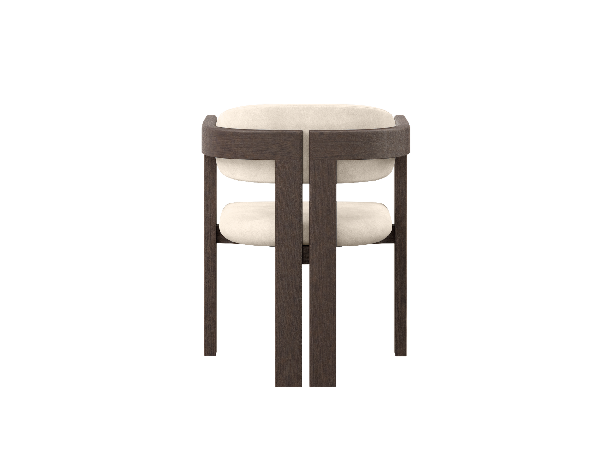 Upholstered off-white dining chair with dark brown wooden legs, modern design, from Tribute collection by My Store.