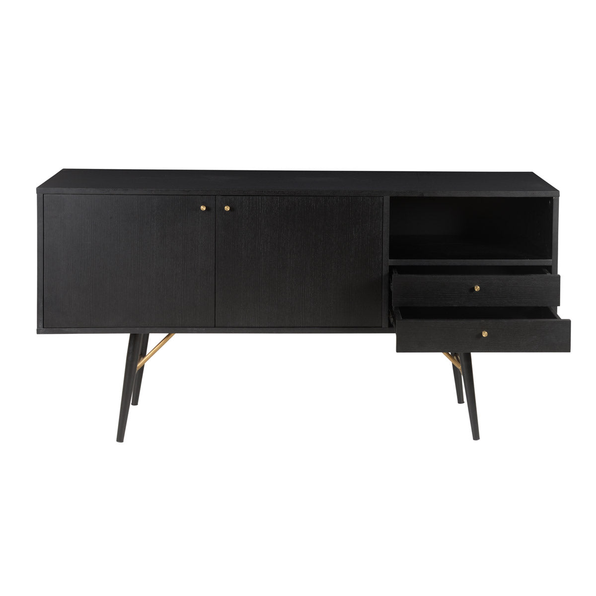 Black oak KINO sideboard with sleek modern design, featuring spacious storage compartments and minimalist style.