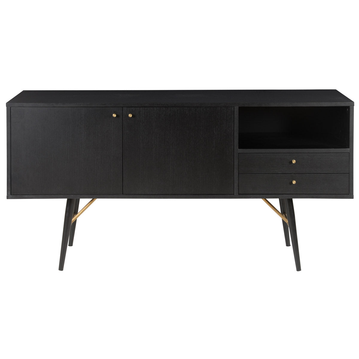 Black oak KINO sideboard with sleek design and storage compartments, modern furniture piece for living or dining rooms.