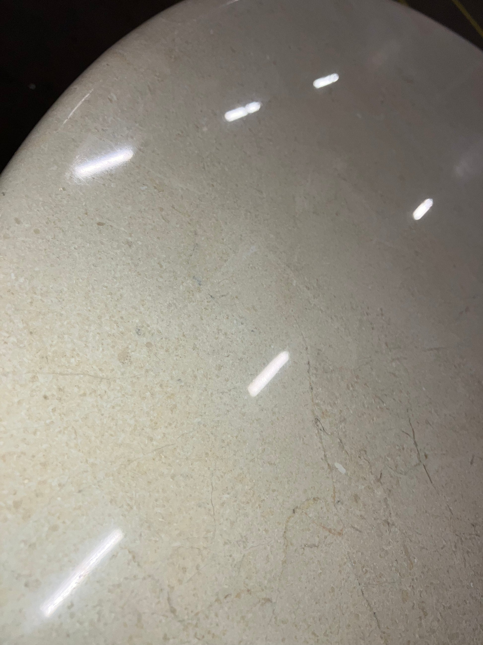 KIYO round dining table by My Store with beige Crema Marfil marble top, 110 cm diameter, stylish and modern design.