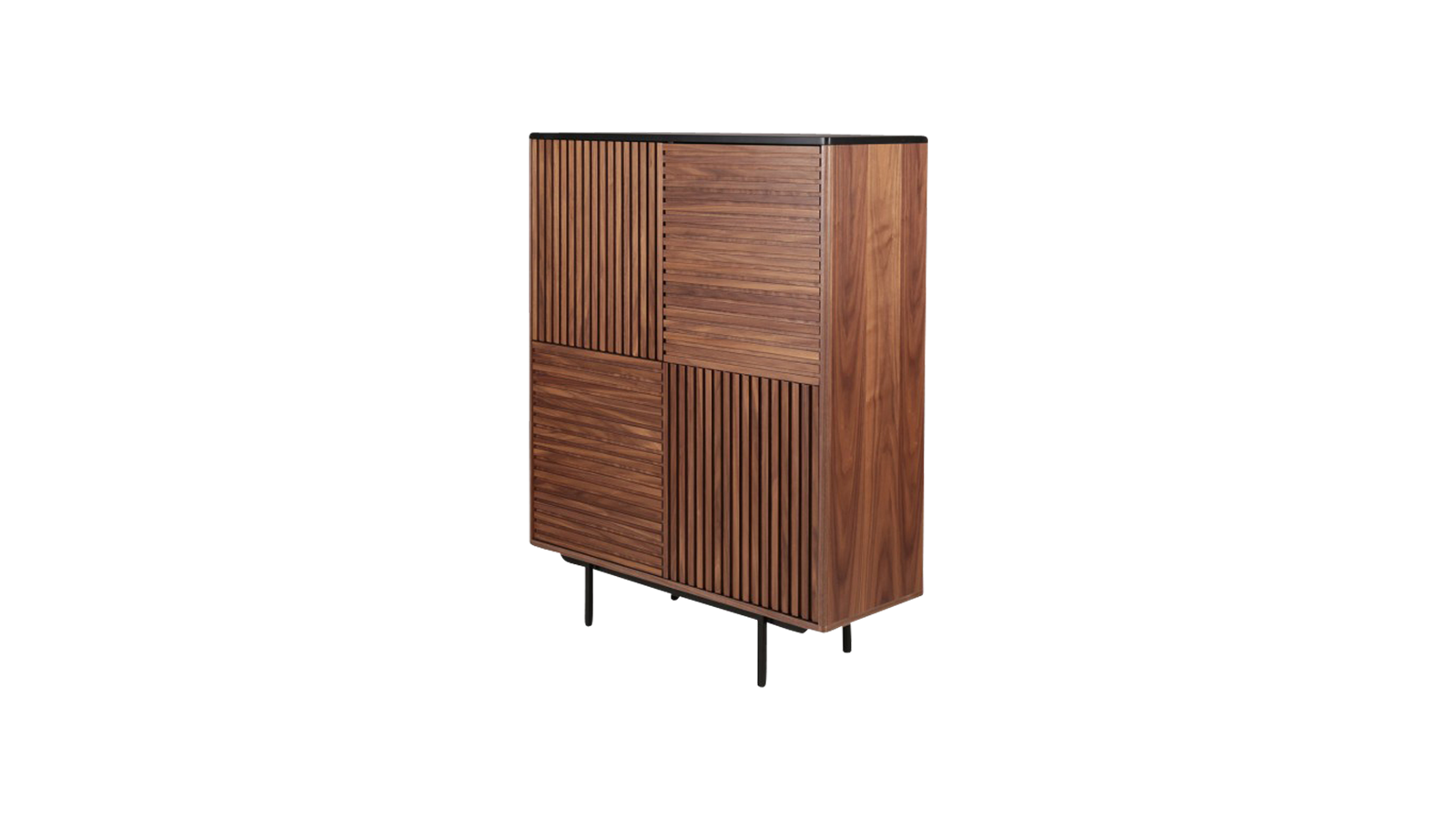 Brown walnut KOMO cabinet by My Store showcasing a sleek wooden storage unit with modern design and natural wood finish.