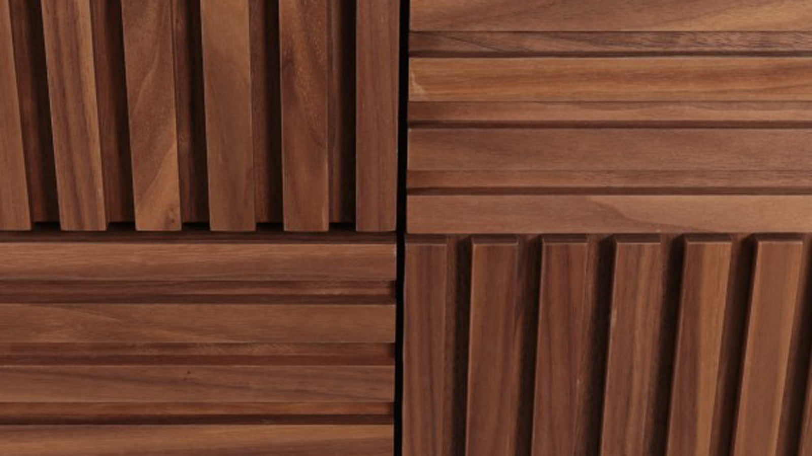 Brown walnut KOMO cabinet with sleek design and modern handles, showcasing natural wood grain and smooth finish.