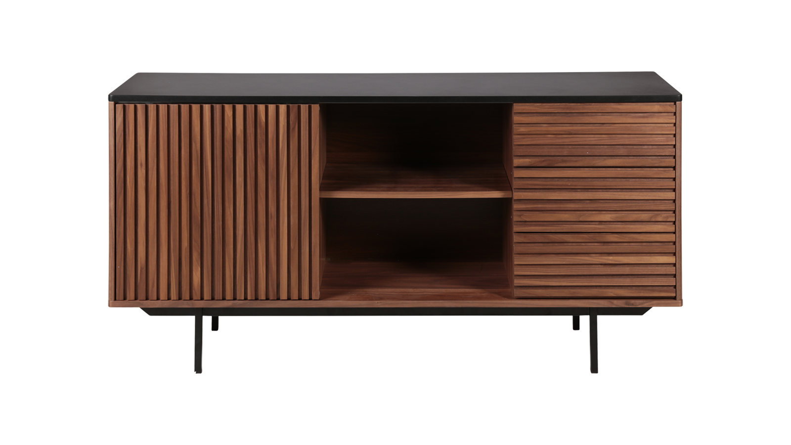 Brown walnut KOMO Sideboard by My Store with sleek modern design, featuring spacious storage compartments and smooth finish.
