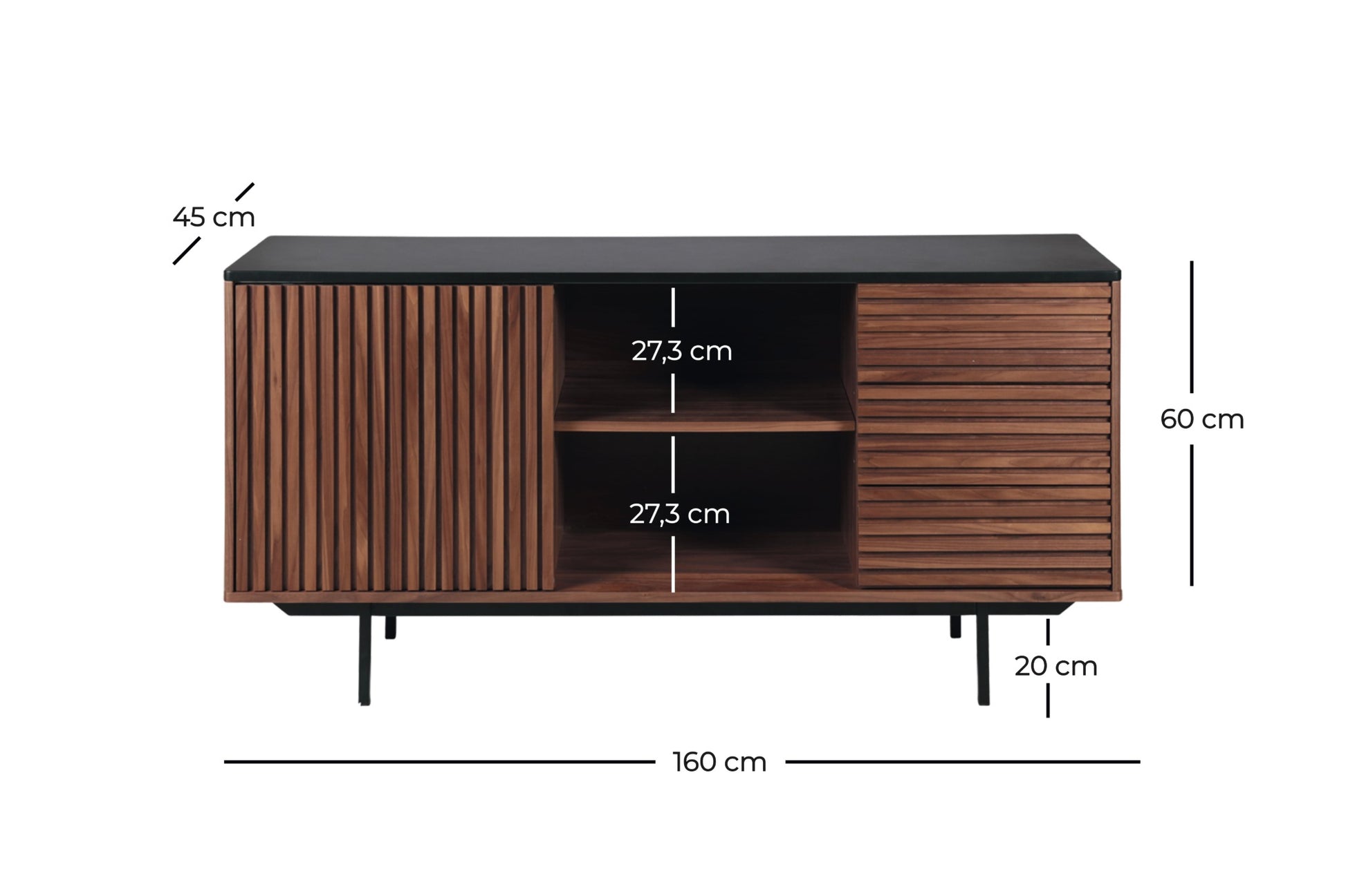 Brown walnut KOMO sideboard with sleek storage compartments, made by My Store, featuring a modern design and smooth finish.