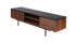 Brown walnut KOMO TV cabinet with sleek design and storage compartments, perfect for modern living room setups.