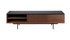 Brown walnut KOMO TV cabinet with sleek design and open shelving, perfect for modern living room decor.