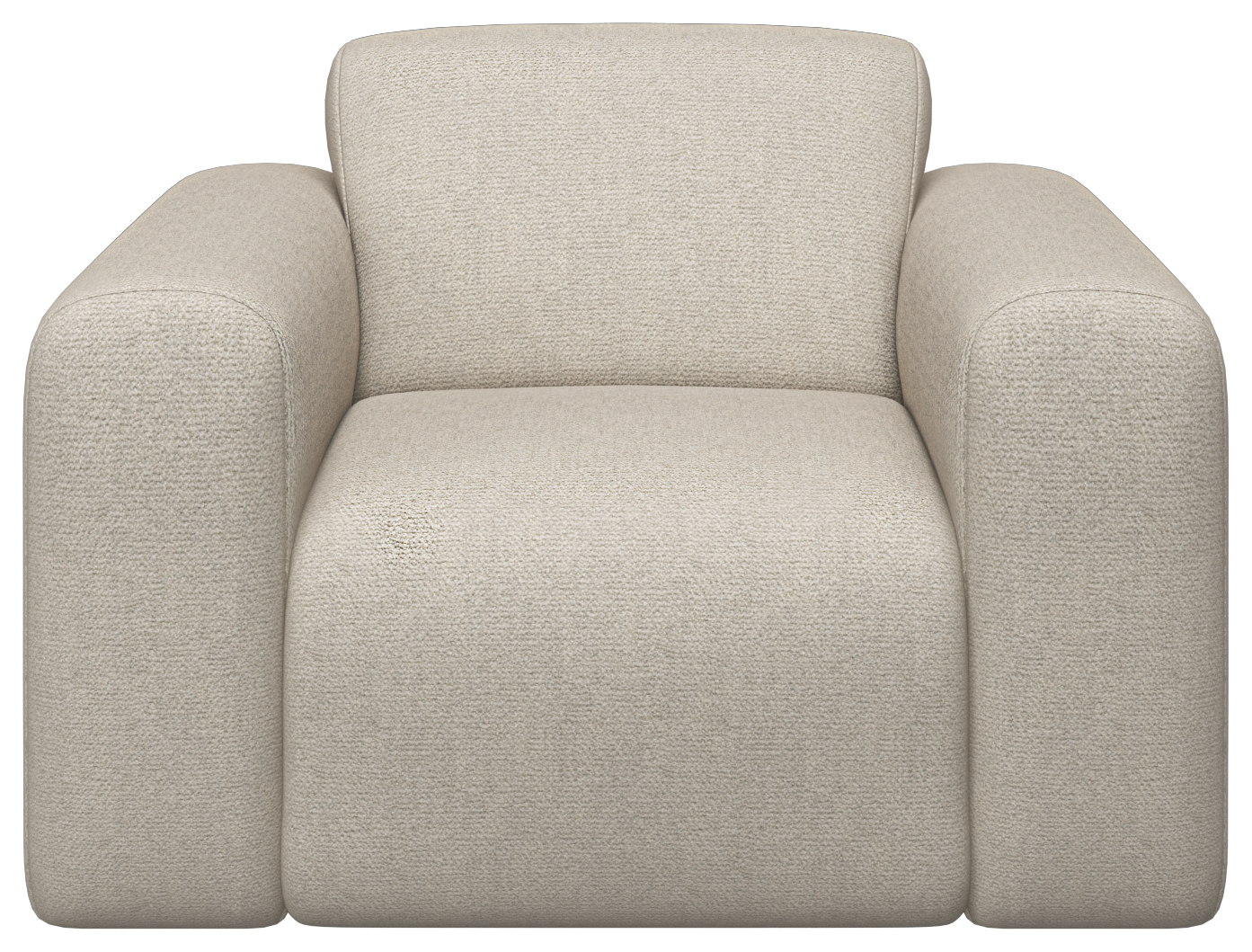 Ivory Nollie armchair with sleek modern design and wooden legs, featuring plush upholstery for comfortable seating.