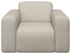 Ivory Nollie armchair with sleek modern design and wooden legs, featuring plush upholstery for comfortable seating.