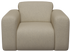 Beige Nollie Monza 06 armchair with plush fabric and modern design, featuring cushioned backrest and armrests for comfortable seating.