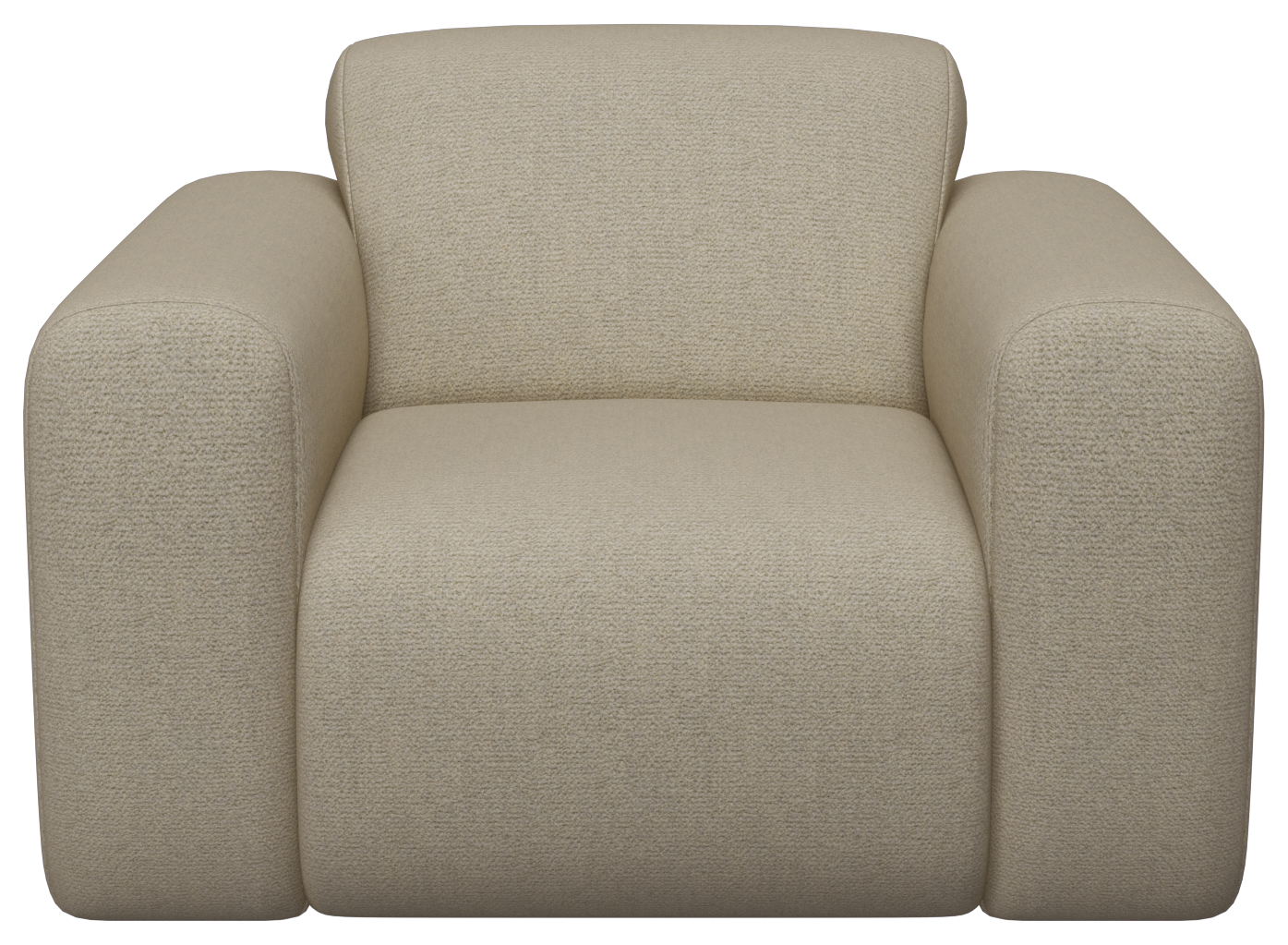 Beige Nollie Monza 06 armchair with plush fabric and modern design, featuring cushioned backrest and armrests for comfortable seating.