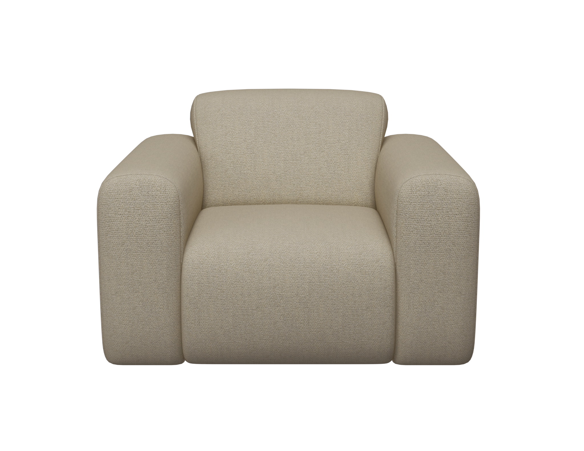 Beige Nollie Monza 06 armchair with plush fabric and modern design, featuring a comfortable cushioned seat and sleek wooden legs.