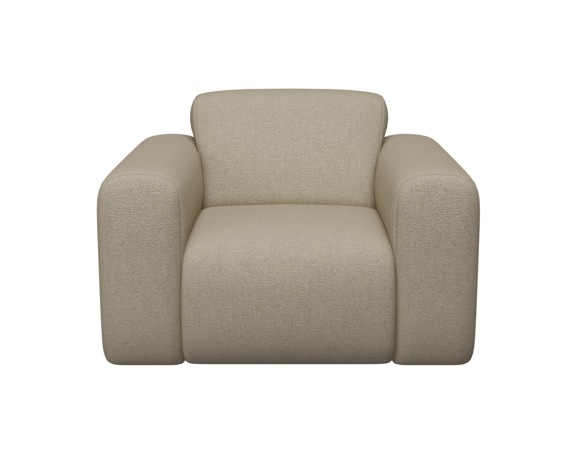 Beige Nollie Monza 06 armchair with plush fabric and modern design, featuring a comfortable cushioned seat and sleek wooden legs.