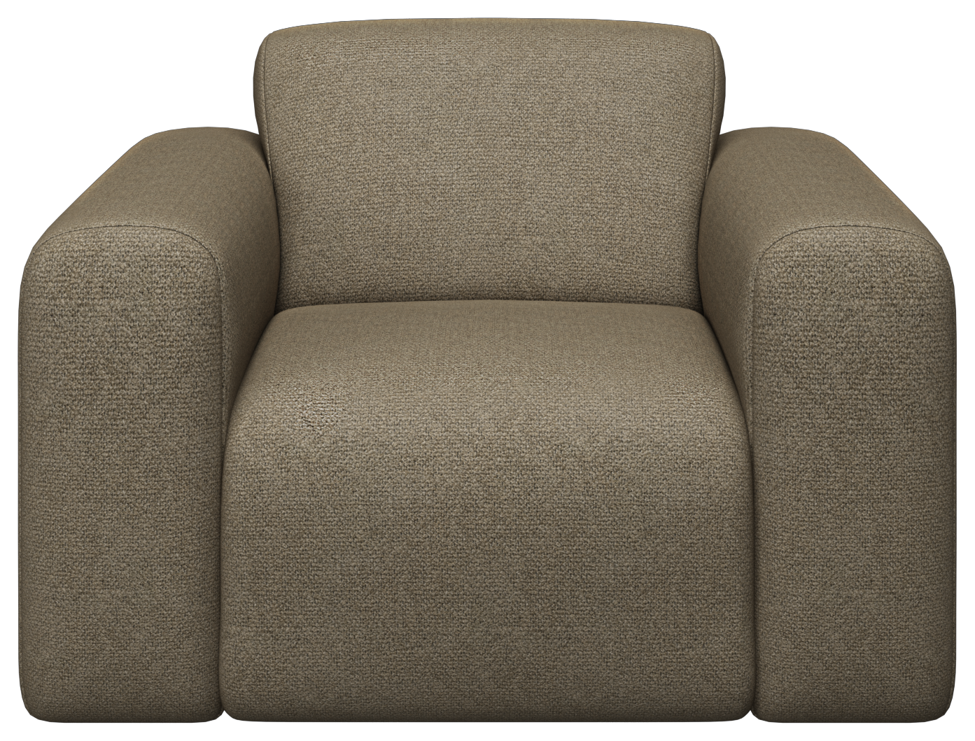 Nollie Monza 07 Earth armchair with plush fabric and modern design, featuring a comfortable seat and stylish wooden legs.