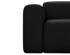 Black Nollie armchair with sleek modern design and rounded armrests, featuring a comfortable upholstered seat and sturdy black legs.