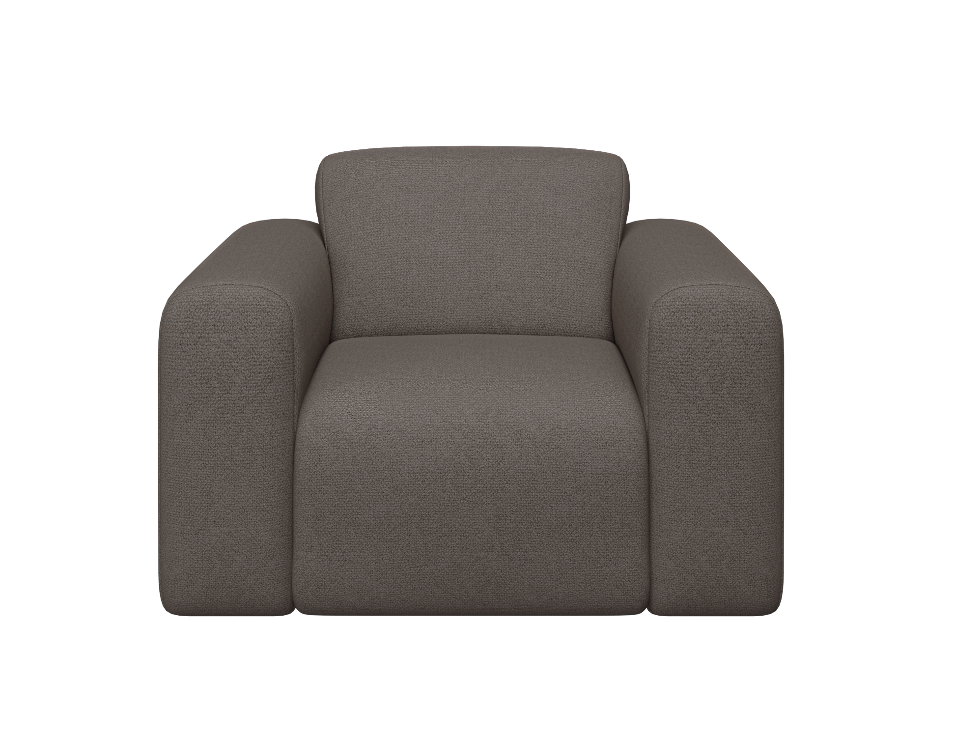 Nollie Monza 97 Clay armchair with plush fabric upholstery and modern design, featuring wooden legs and a comfortable, stylish appearance.