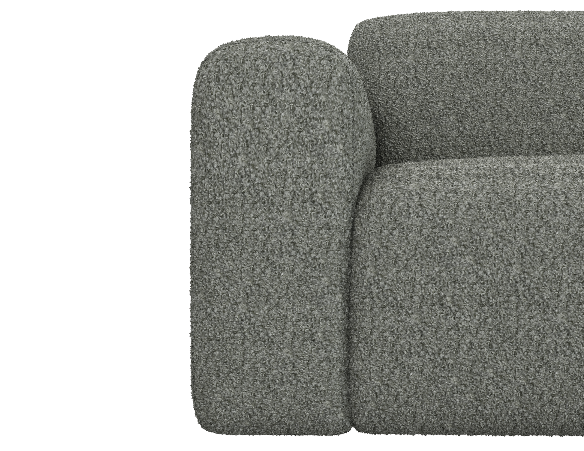 Grey Nollie armchair Teddy 03 by My Store featuring plush fabric and modern design, shown in a cozy living room setting.
