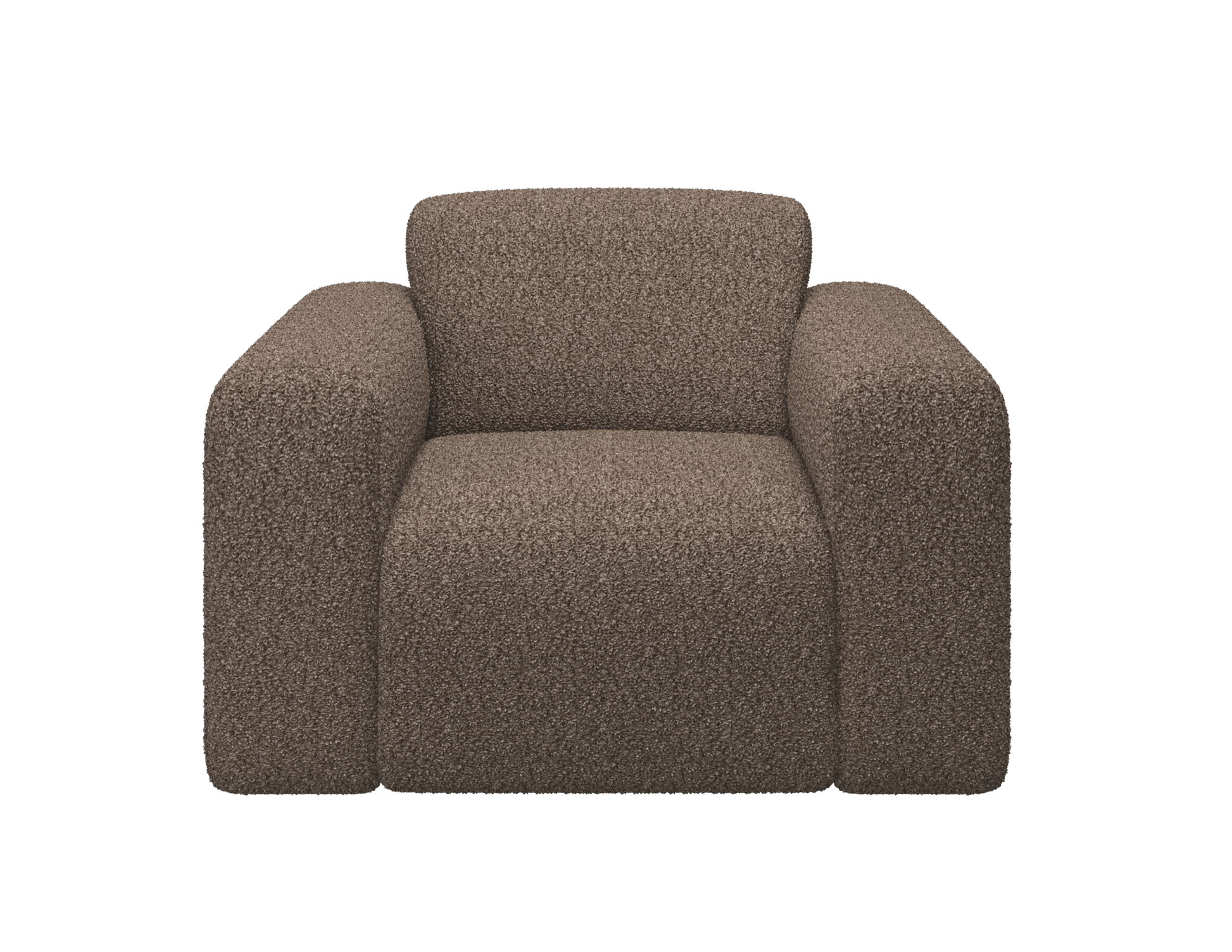 Brown Nollie armchair with plush teddy fabric from My Store, featuring a cozy, modern design and soft cushioning.