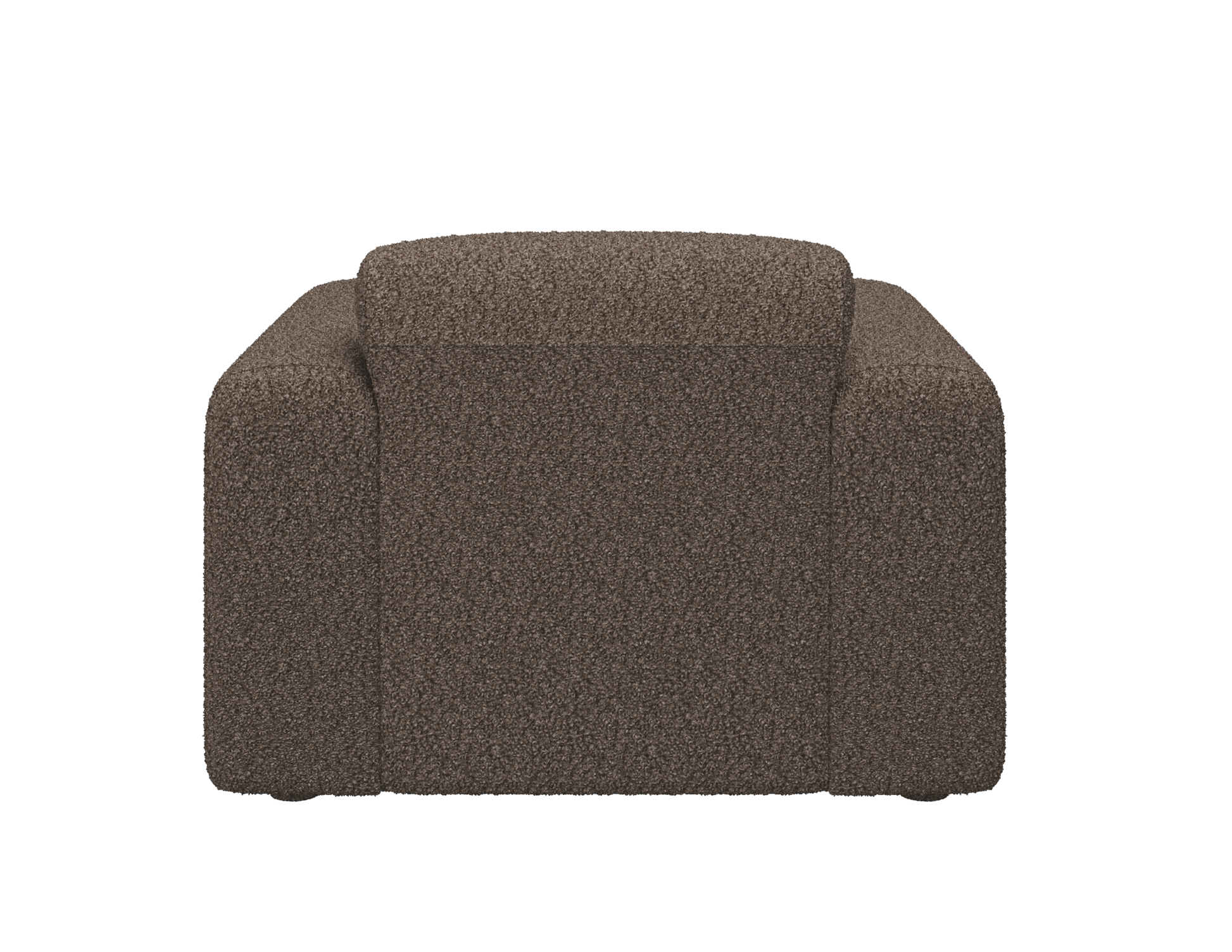 Brown Nollie armchair with plush teddy fabric, featuring a modern design and comfortable cushions.