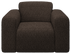 Nollie Teddy armchair in Chocolate fabric with plush cushioning and wooden legs, stylish and comfortable for modern living spaces.