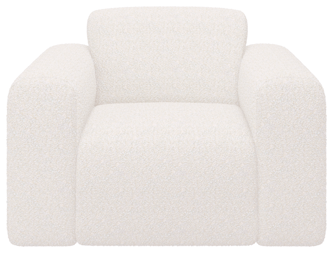 Ivory Nollie armchair with plush Teddy fabric, modern armchair design with soft cushions for comfortable seating.