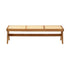 Brown rattan bench named Pierre with a sturdy frame and woven rattan seat, ideal for indoor or outdoor seating.