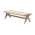 Natural rattan Pierre bench with a woven seat and curved legs, ideal for indoor or outdoor seating.