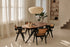 Black rattan dining chair called Pierre with a sleek design, featuring a sturdy frame and woven rattan seat for stylish dining.
