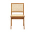 Brown rattan dining chair without armrests, model Pierre, showcasing a stylish and comfortable design for modern dining spaces.