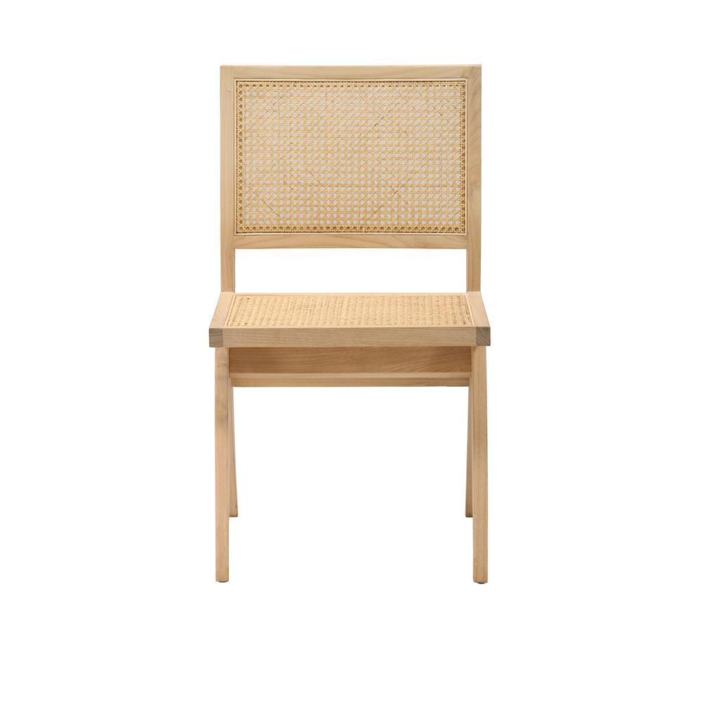Natural rattan dining chair without armrests, model Pierre by My Store, showcasing woven rattan seat and sleek design.